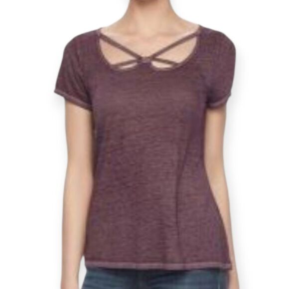 Rock & Republic Purple Cut Out Short Sleeve Tee Sz.S EUC - Picture 1 of 8